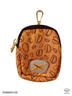 Dog Poo Bag Holder Waste Dispenser - orange brown coffee bean print