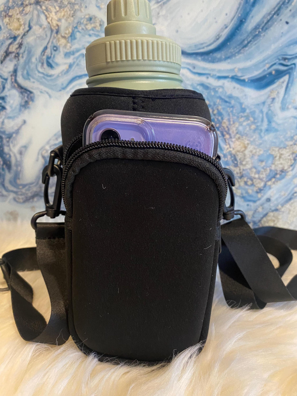 Dog Water Bottle & Carry Bag - Leak Proof Flask with Detachable Bowls (Light Green)