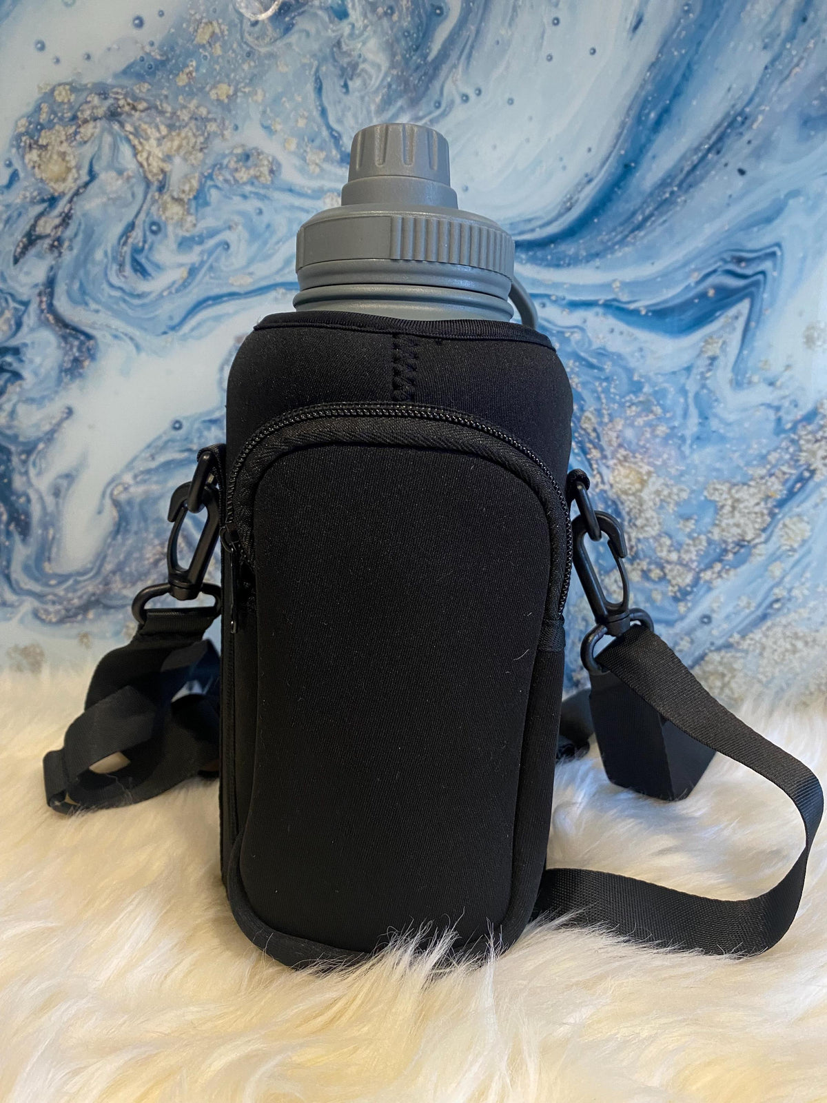 Dog Water Bottle & Carry Bag - Leak Proof Flask with Detachable Bowls (Grey)
