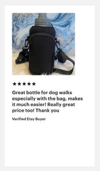 Dog Water Bottle & Carry Bag - Leak Proof Flask with Detachable Bowls (Black)