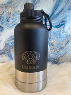 Dog Water Bottle & Carry Bag - Leak Proof Flask with Detachable Bowls (Black)