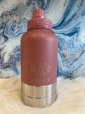 Dog Water Bottle - Leak Proof Flask with Detachable Bowls (Pink)
