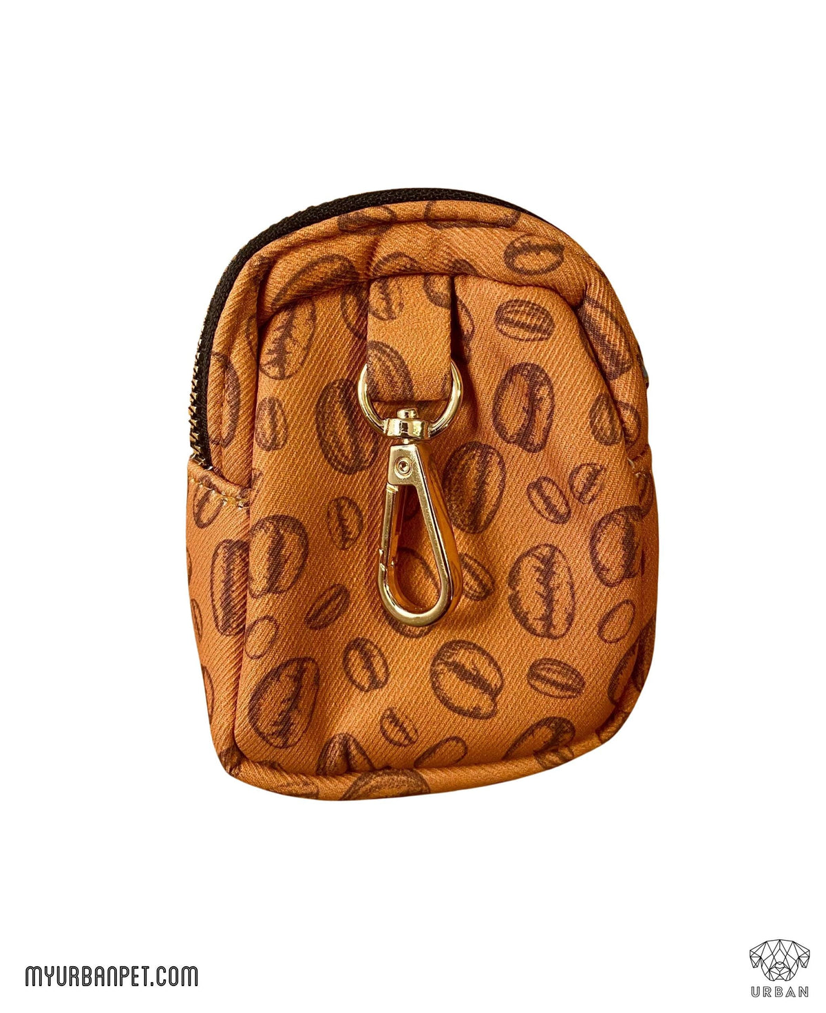 Dog Poo Bag Holder Waste Dispenser - orange brown coffee bean print