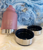 Dog Water Bottle & Carry Bag - Leak Proof Flask with Detachable Bowls (Pink)