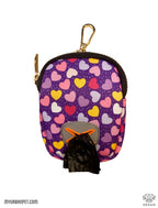 Dog Poo Bag Holder Waste Dispenser - purple hearts