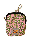 Dog Poo Bag Holder Waste Dispenser - pink and green unique avocado print