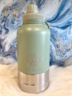Dog Water Bottle - Leak Proof Flask with Detachable Bowls (Light green)