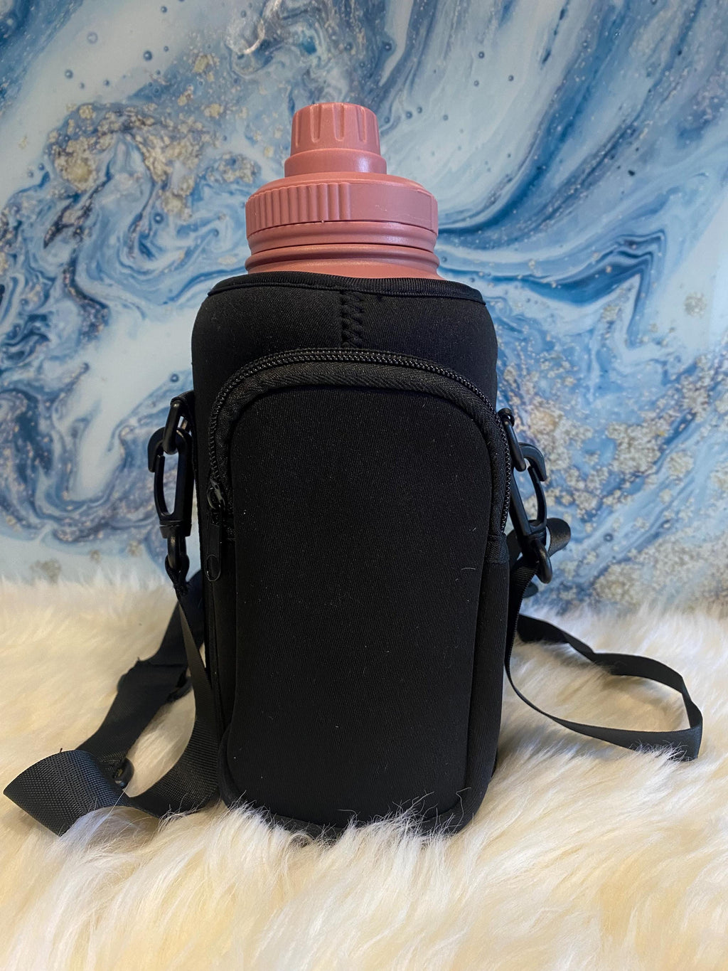 Dog Water Bottle & Carry Bag - Leak Proof Flask with Detachable Bowls (Pink)