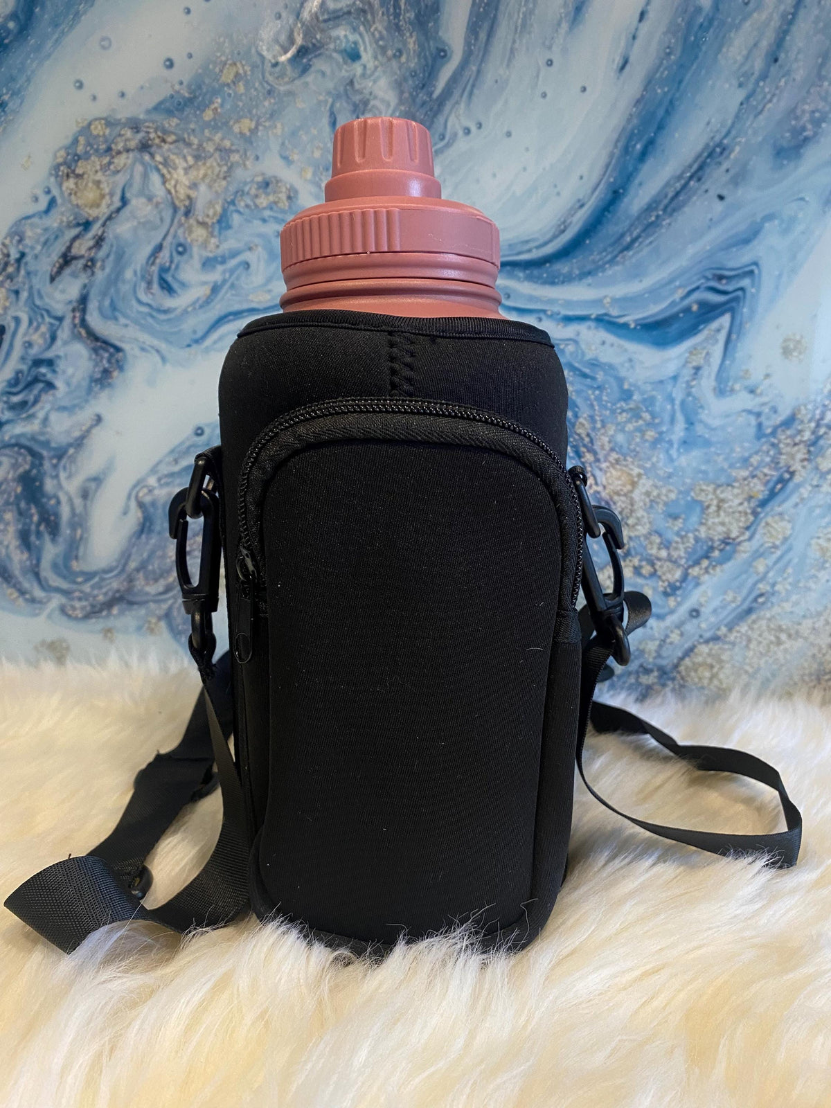 Dog Water Bottle & Carry Bag - Leak Proof Flask with Detachable Bowls (Pink)