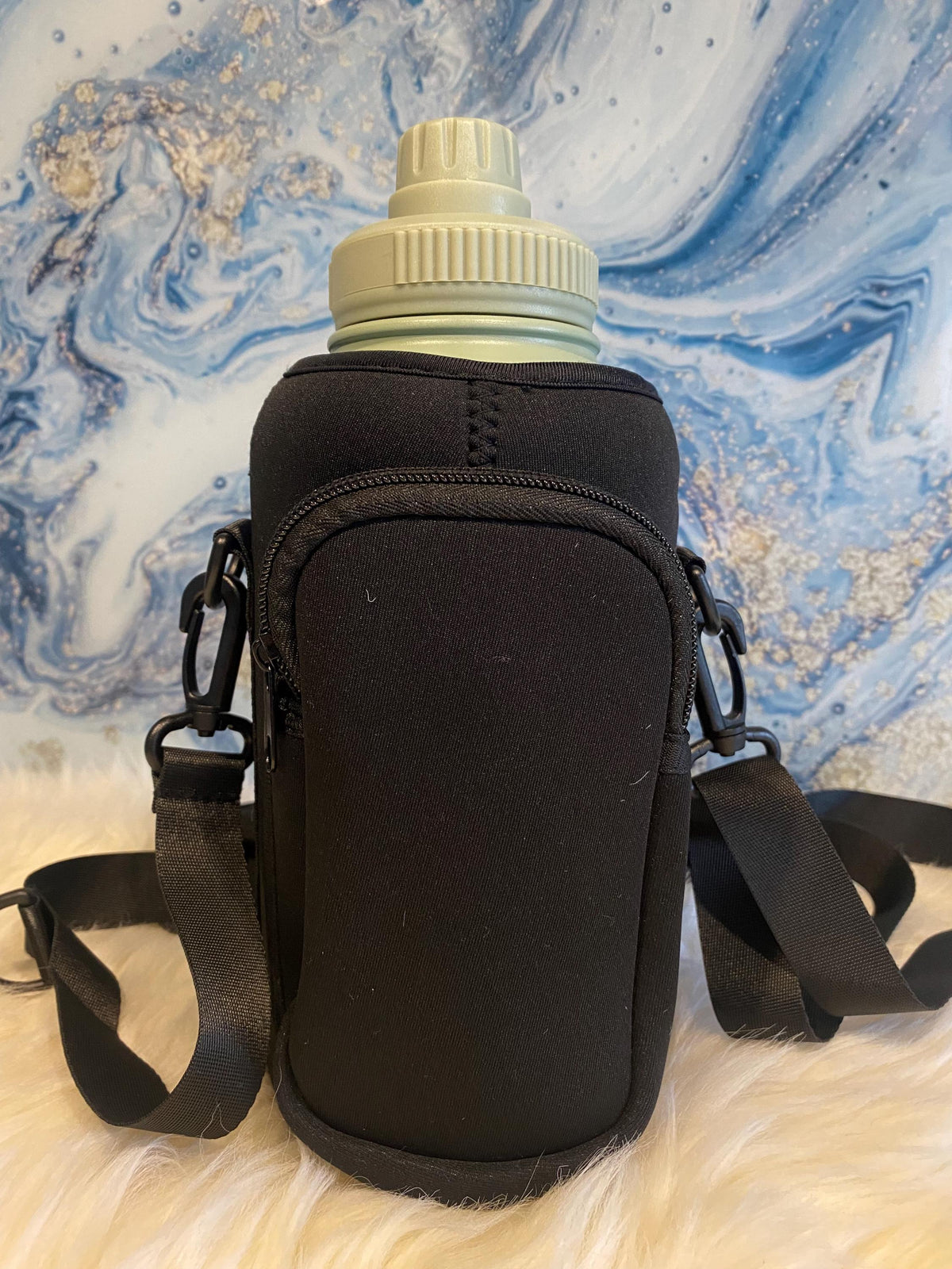 Dog Water Bottle & Carry Bag - Leak Proof Flask with Detachable Bowls (Light Green)