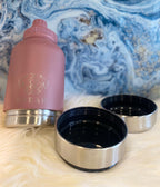 Dog Water Bottle - Leak Proof Flask with Detachable Bowls (Pink)