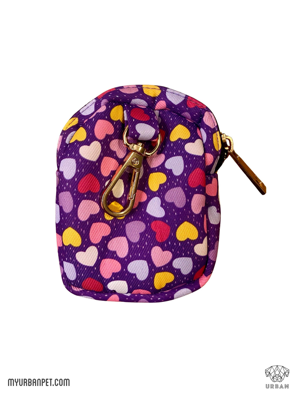 Dog Poo Bag Holder Waste Dispenser - purple hearts